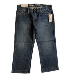 Tommy Hilfiger Boyfriend Jeans Stretch Cropped Dark Wash Blue Denim, Size 6